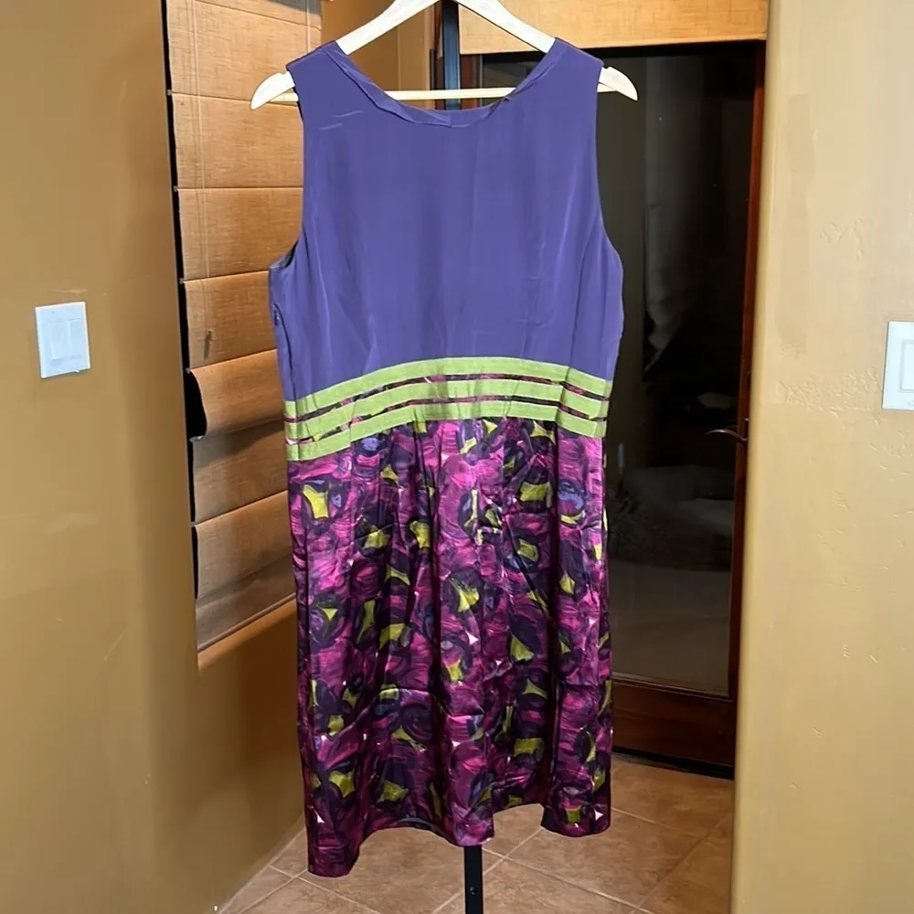 Boden Limited Edition Dress Silk Sleeveless Pencil Lined Floral Purple Size 12 - Image 12