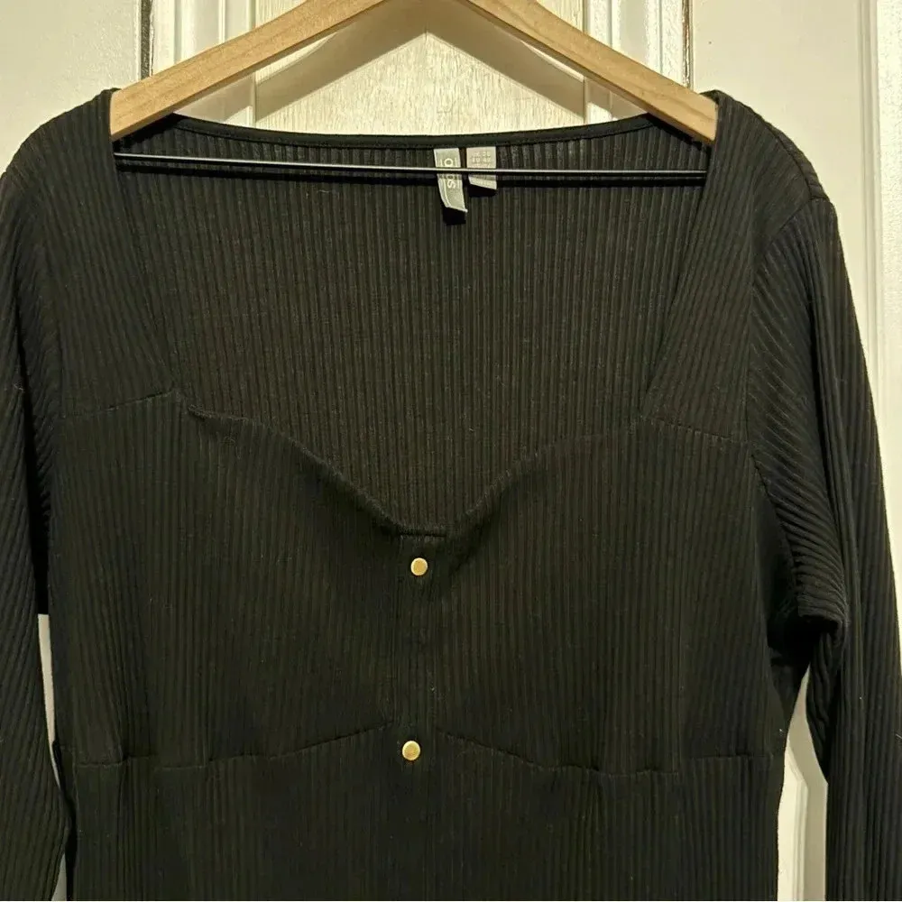 ASOS Black Maxi Dress With Square/Sweetheart  Neckline & Slits Women’s Size 16 - Image 4