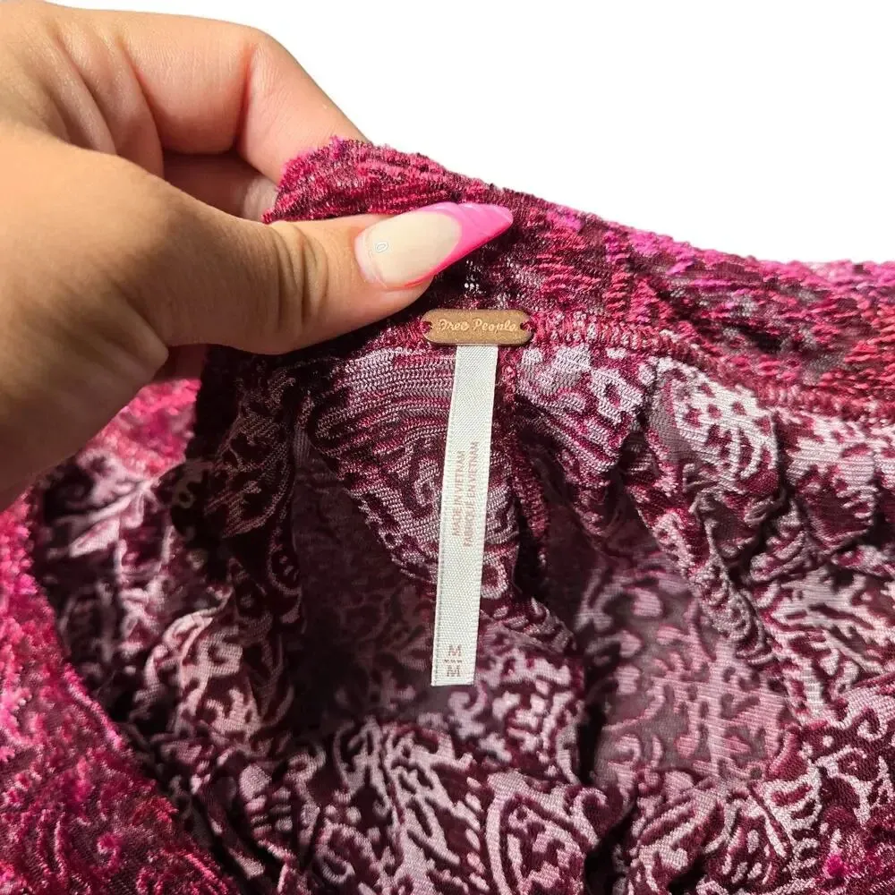 Free People  Ginger Berry Velvet Off The Shoulder Top - Image 5