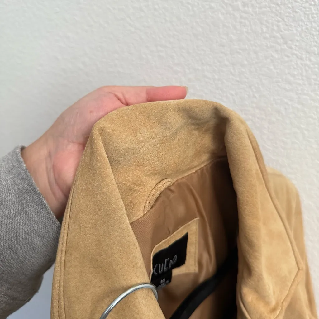 Cuero Tan Leather Button Front Jacket Medium - Image 6