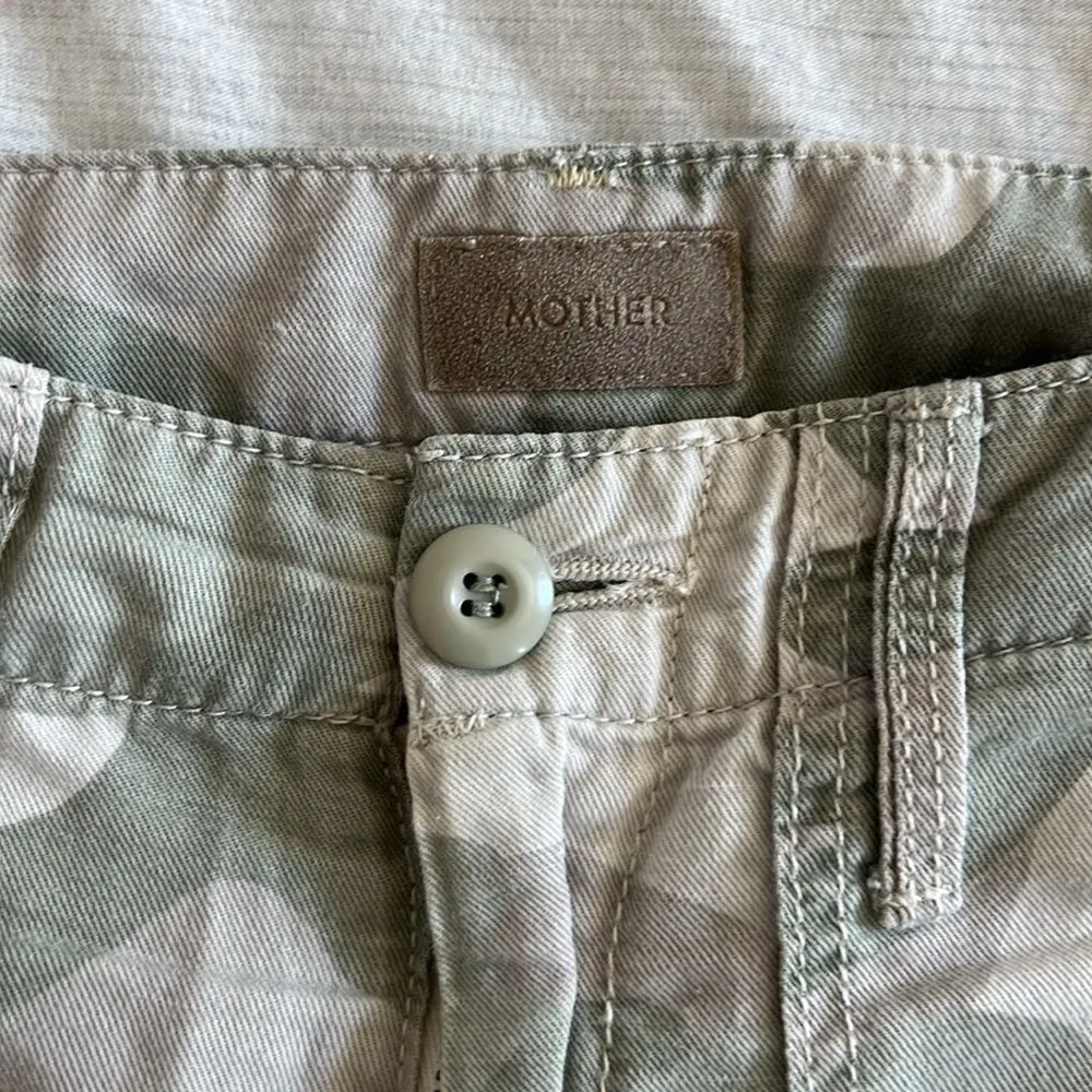 MOTHER The Shaker Chop Crop Fray Camo Pants Y2K Mid Rise Streetwear Size 26 White - Image 5
