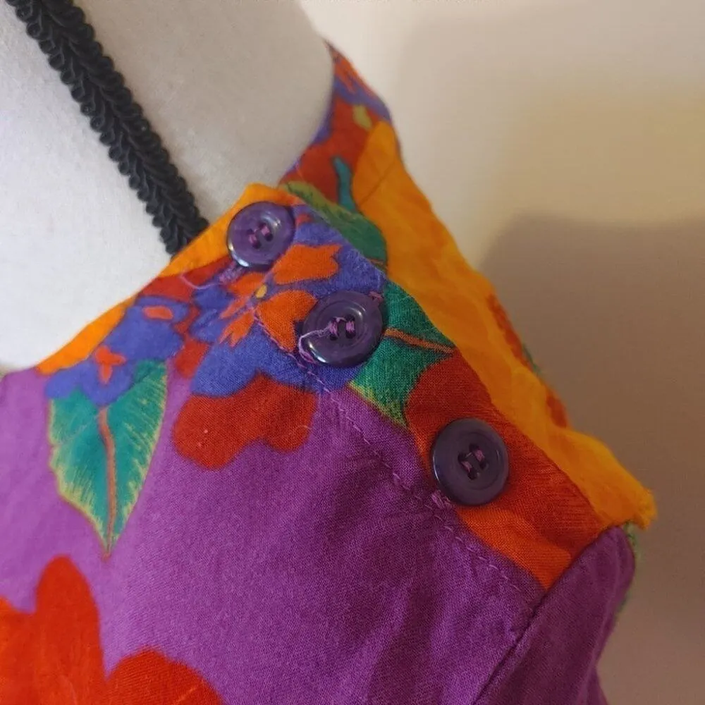 Nouveau Floral Flowers Vintage Retro Bright Rayon Size Medium M Shirt Blouse - Image 13