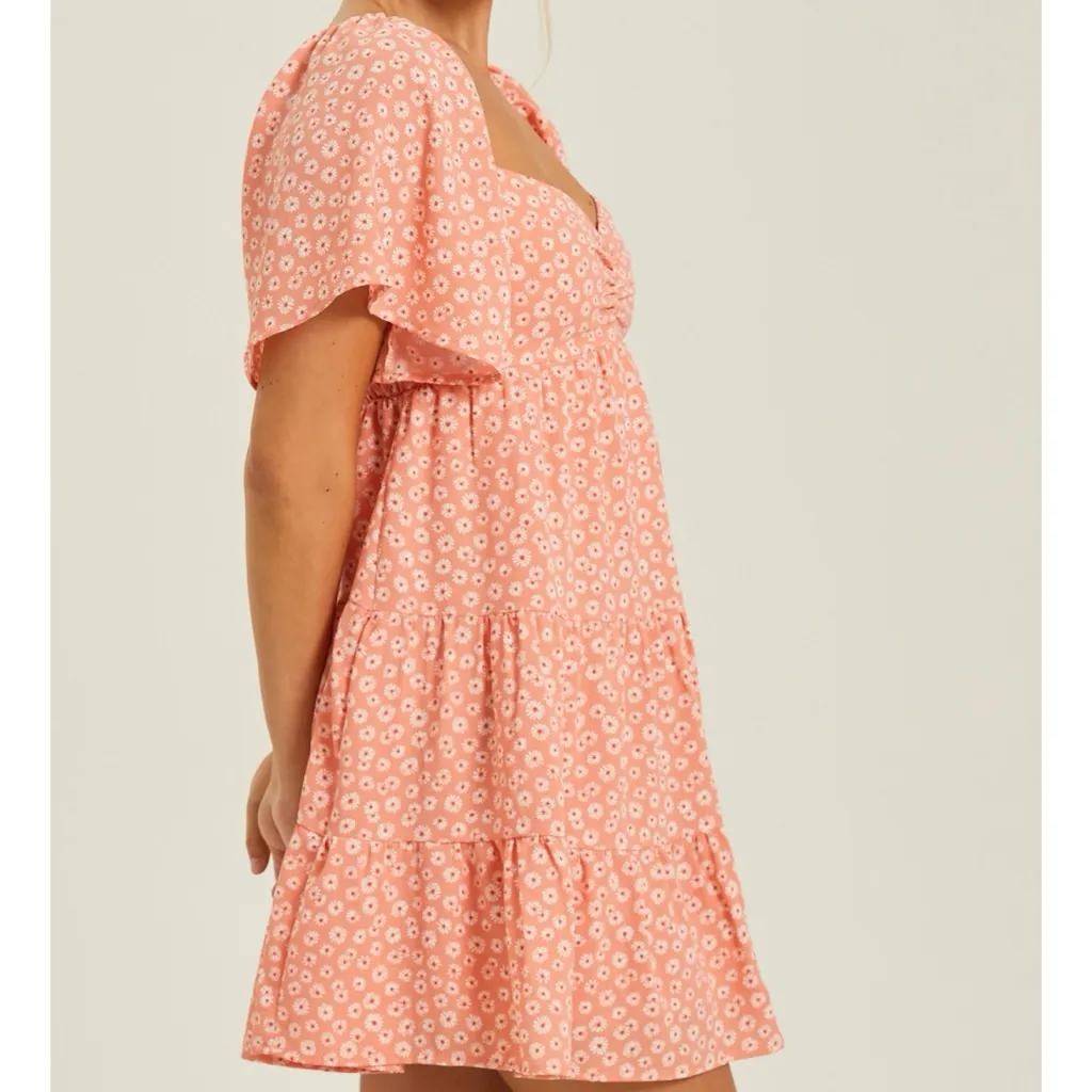 NEW Altar’d State Coral Peach Floral Mini Dress Size Small NWT - Image 2