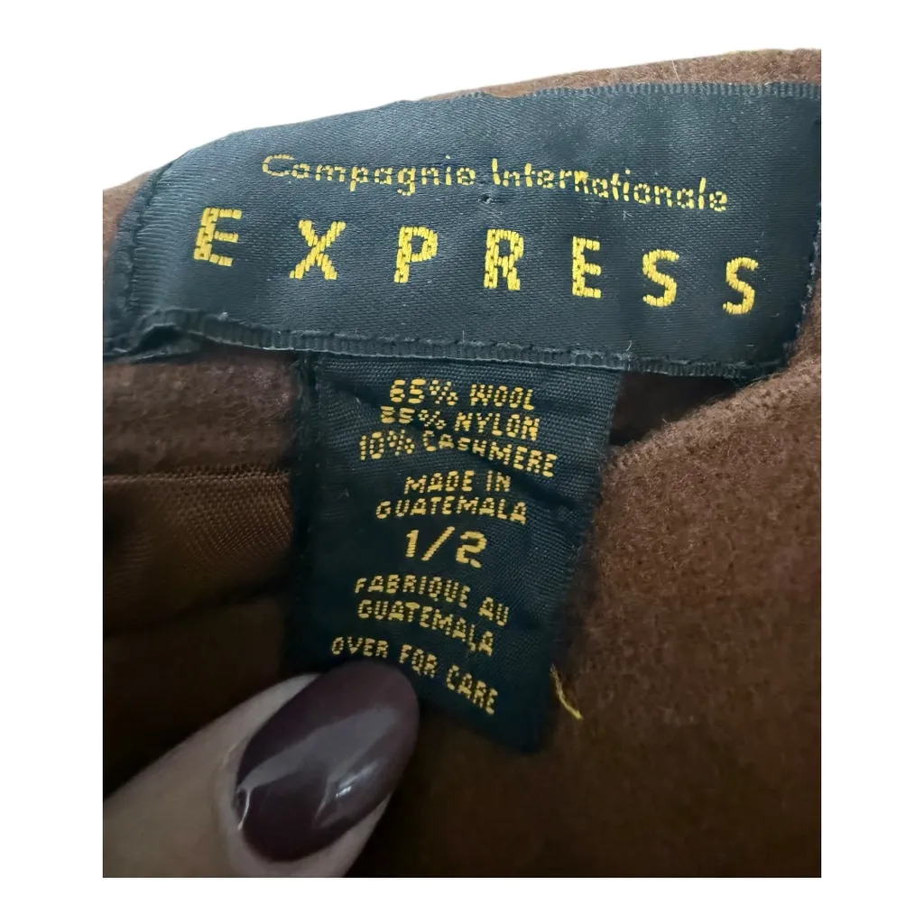 Vintage Express Wool Cashmere Blend Brown Skirt Suit Blazer Set Size Small - Image 9