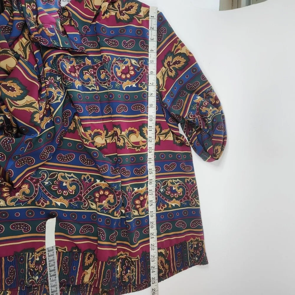 Alfred Dunner Top Womens 18 Paisley Floral Vtg Pullover Bomber Blouse 80s Shirt - Image 8