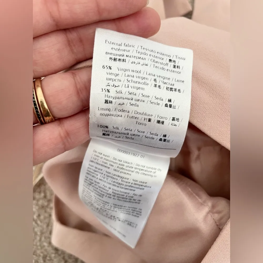 Valentino Light Blush Pink V neck Bow tie waist Virgin wool A line mini dress 4 - Image 8