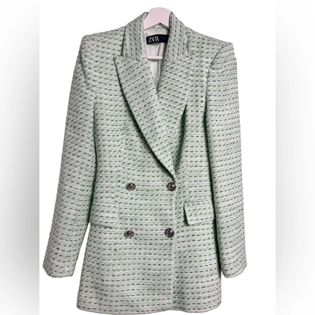 Zara Tweed Green Blazer - Image 6
