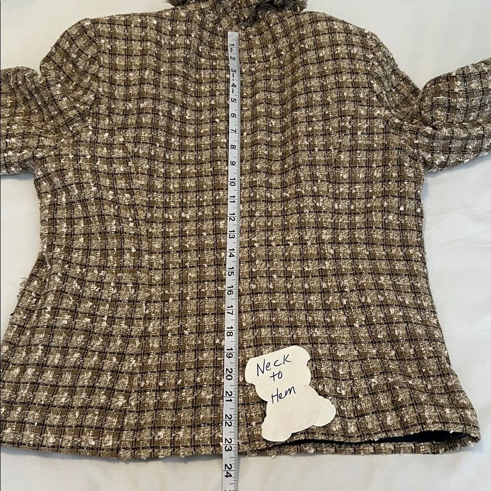Draper's & Damon's sz10 brown tan cream tweed  blazer jacket with black trim EUC - Image 12