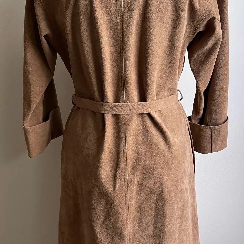 Vintage Blassport Ultra Suede Button Shirt Dress Brown Belted 3/4 Sleeves Size 4 - Image 8