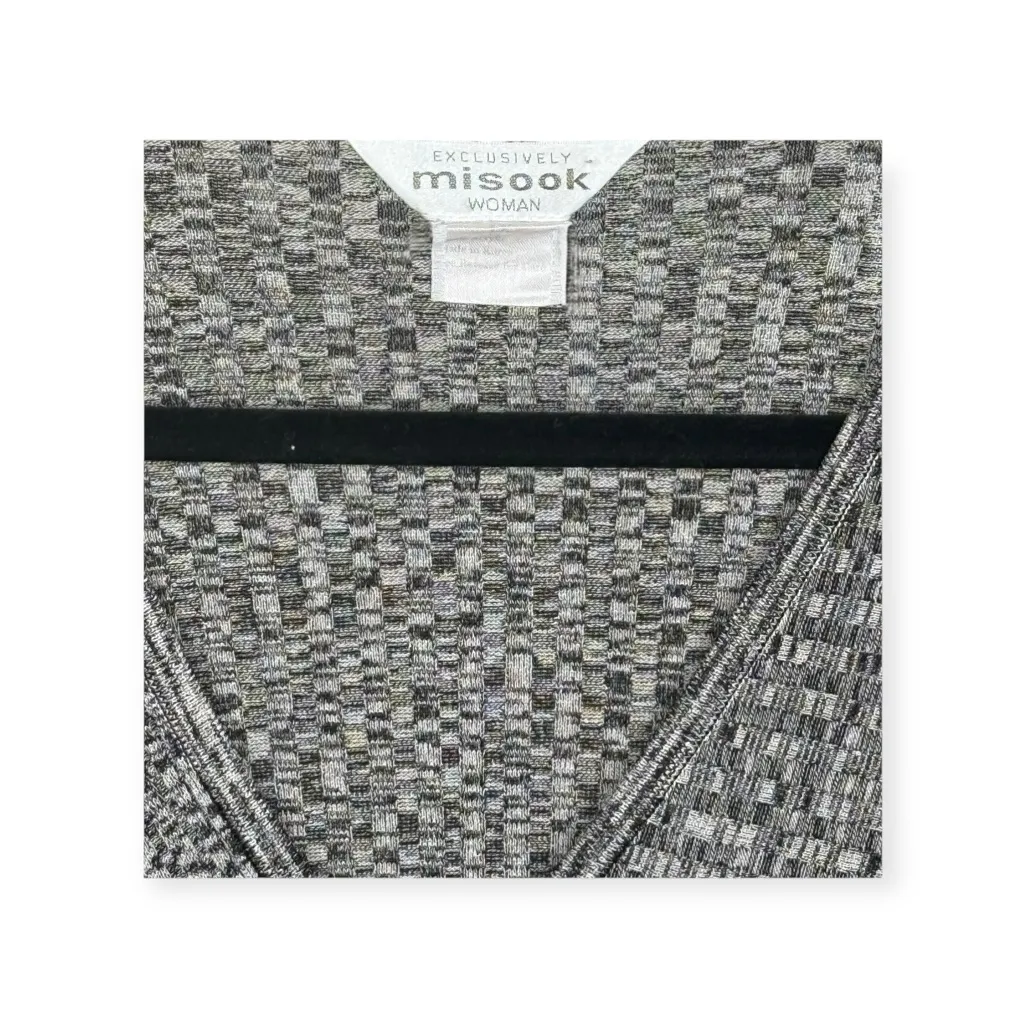 Exclusively Misook 𖤐 Asymmetrical V Neck Knit Tunic Sweater 𖤐 Black White 𖤐 XL - Image 7