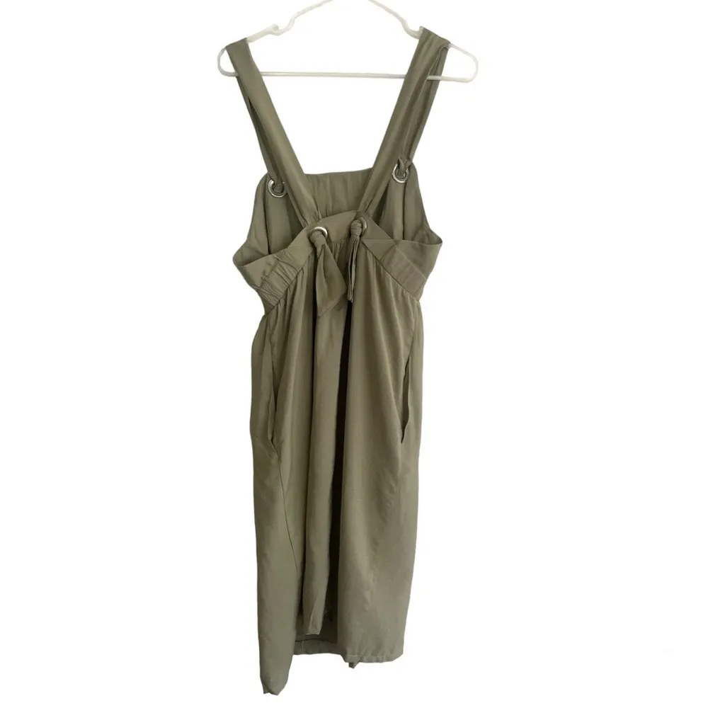 Intropia "Adira" Knotted Midi Apron Dress Sage Green EU40 Size 8 - Image 3