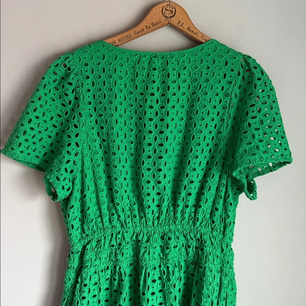 ANTHROPOLOGIE The Somerset Mini Dress: Eyelet Edition In Green XL - Image 7