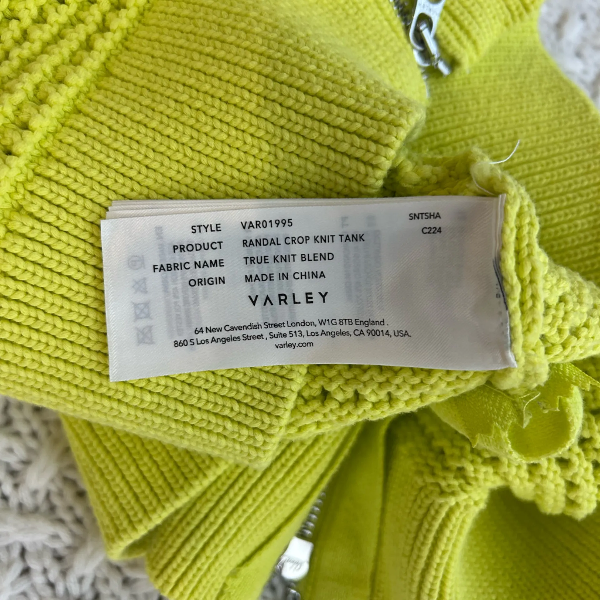 Varley Electric Lime Randal Crop Knit Tank - Image 8
