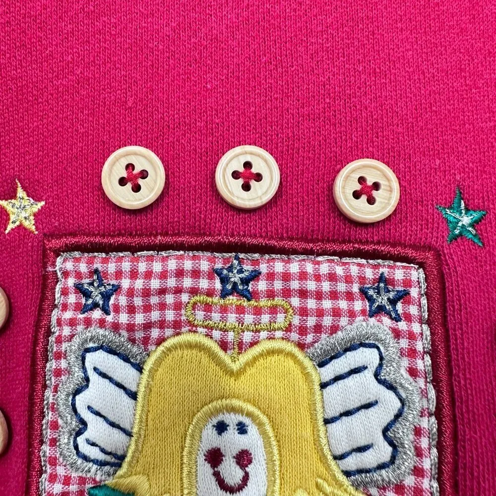Vintage Holiday Winter Christmas Sweatshirt Embroidered Quilted Red Adorable PS - Image 9