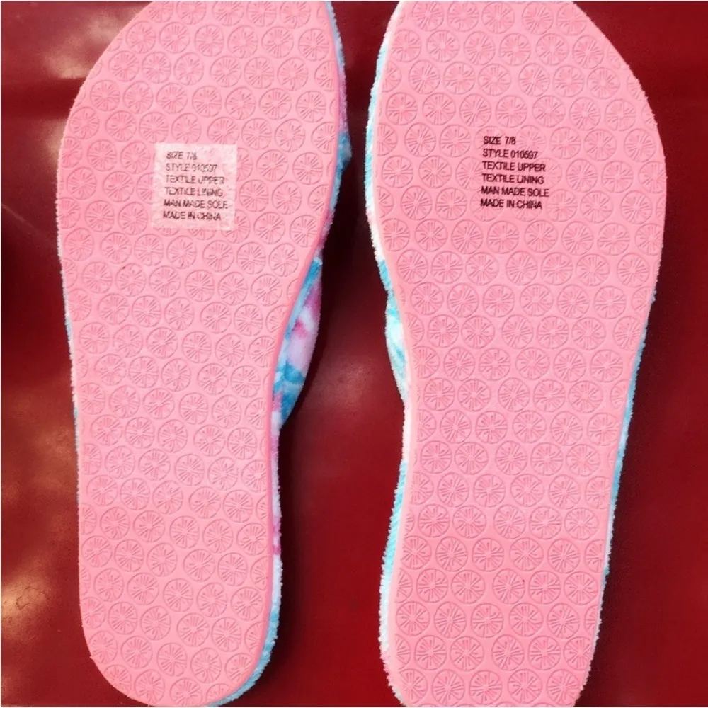 LILLY PULITZER BONDI BLUE PINK MY LITTLE PEONY TERRY CLOTH SLIPPER SLIDES - Image 2