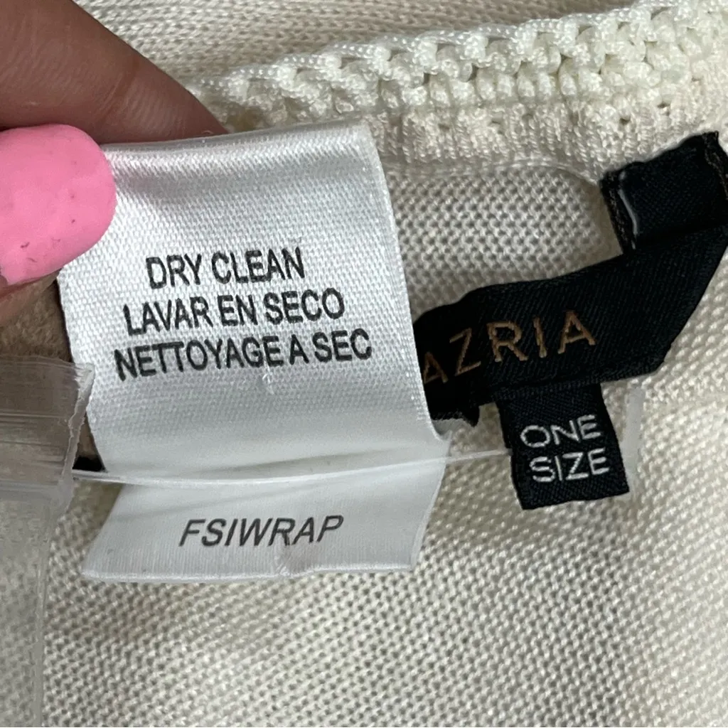 NWT BCBG Maxazria one size Cream Fringe Sleeveless crochet poncho silk blend SEE - Image 3