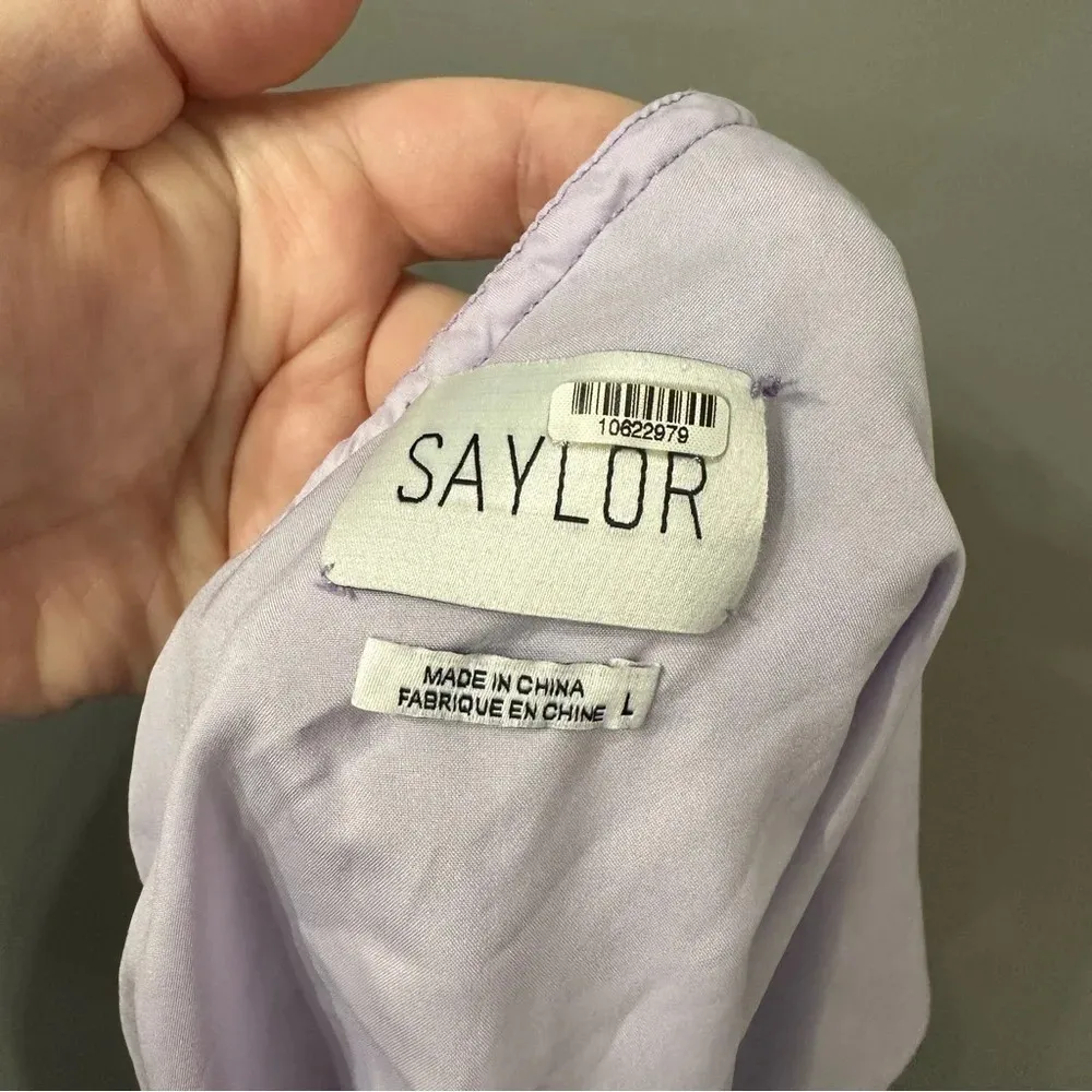 Saylor Janice One Shoulder Top Purple Floral Blouse Size Large - Image 3