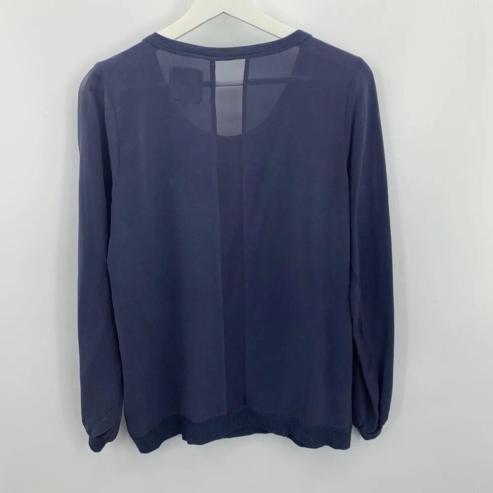 Chaser Size XS Sweater Silk Blend Mixed Media Sheer Panel Lightweight Pullover - Image 7