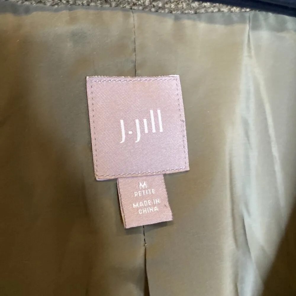 J. Jill Green Woven Blazer Jacket Button Closure EUC Sz MP Wool Green Women’s - Image 3