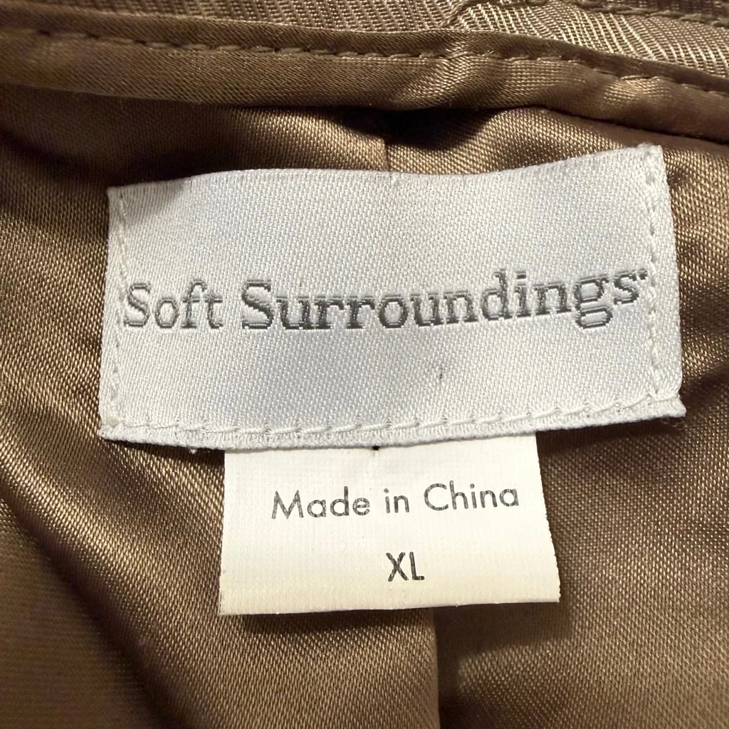 Soft Surroundings Taupe Water Resistant Rain Jacket Coat Women’s XL - Image 8