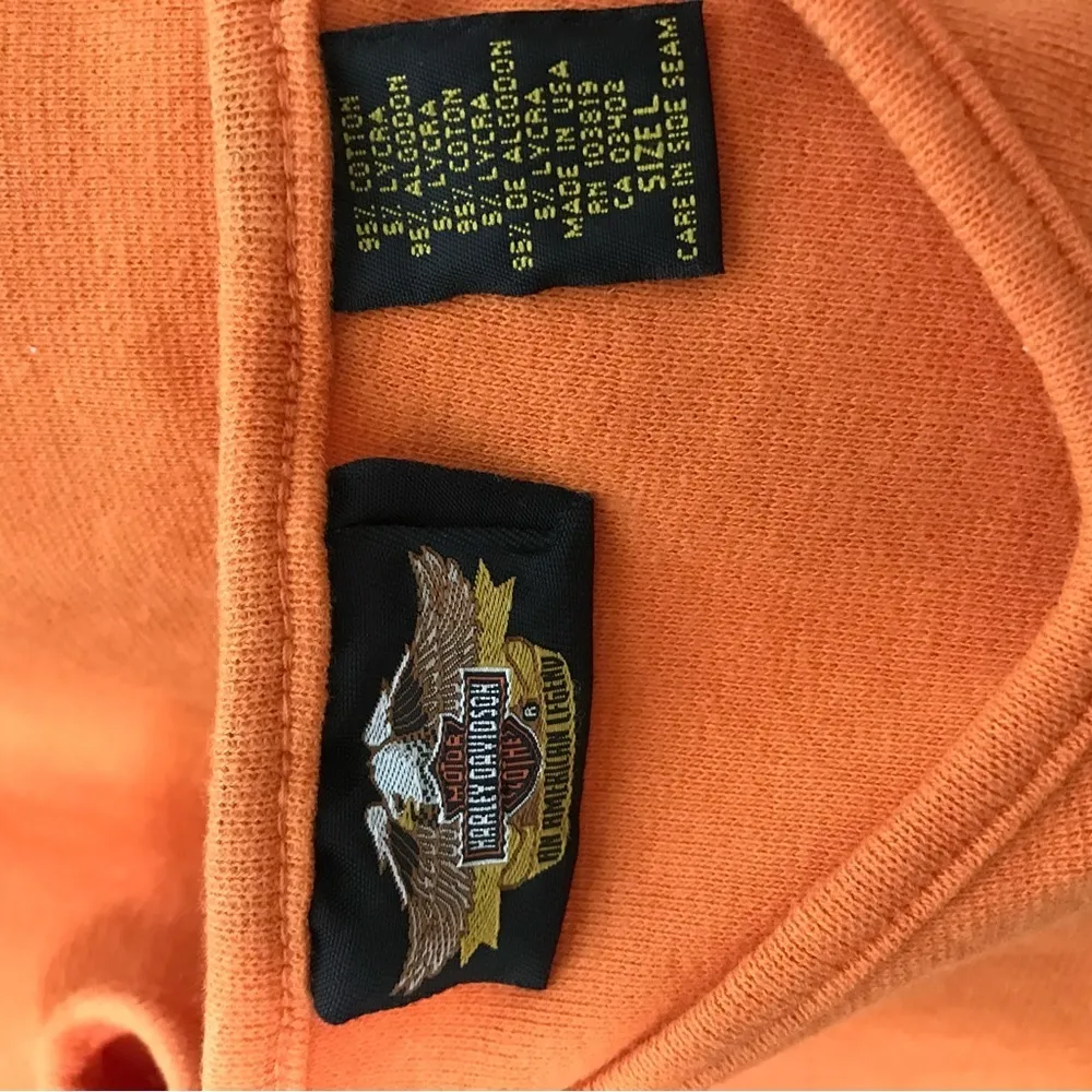 Harley Davidson  Motorcycle Live to Ride Eagle Orange Tank Top Made in USA Large - Image 5