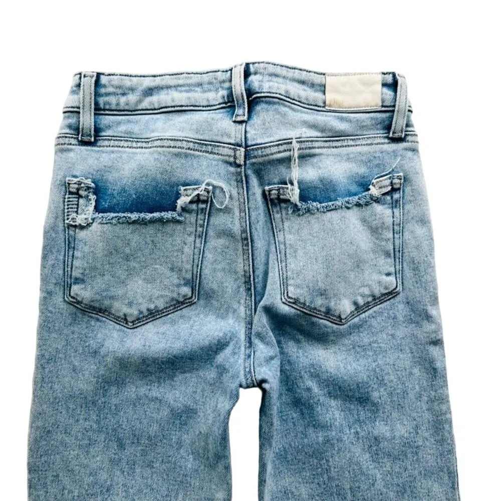 Paige Hoxton Slim Crop Jeans Size 26 Raw Hem Light Blue Wash 5 Pocket Mid-Rise - Image 9