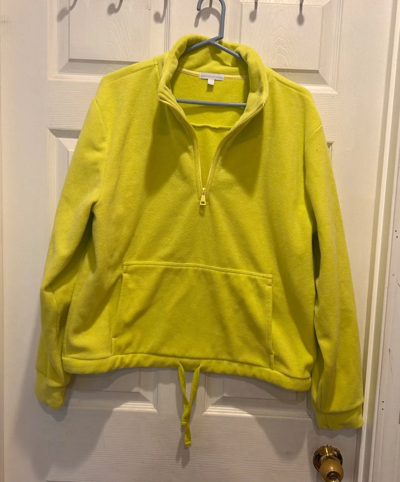Beyond Yoga Fluorescent Yellow New Terrain Fleece Sweatshirt L Made in USA - Image 1