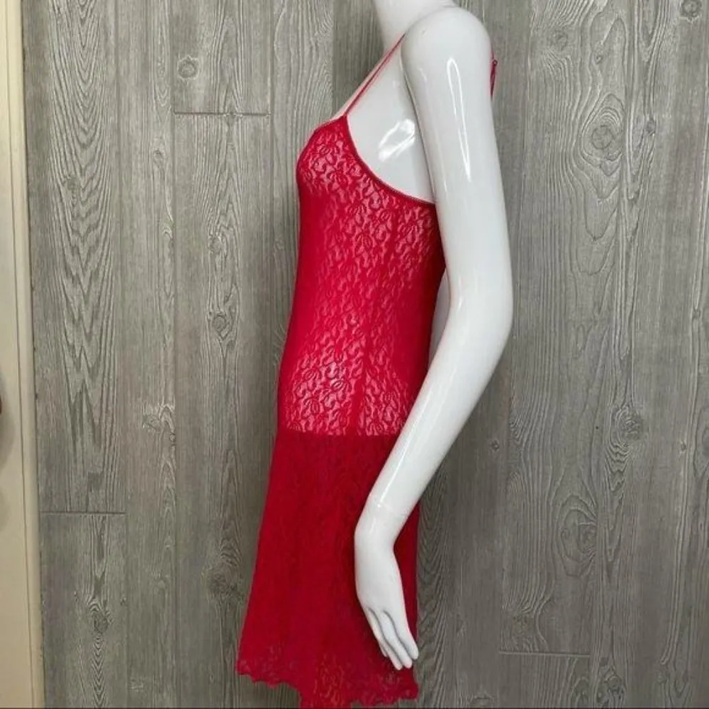 August silk red lace nighty / nightgown dress lingerie sleepwear med - Image 3