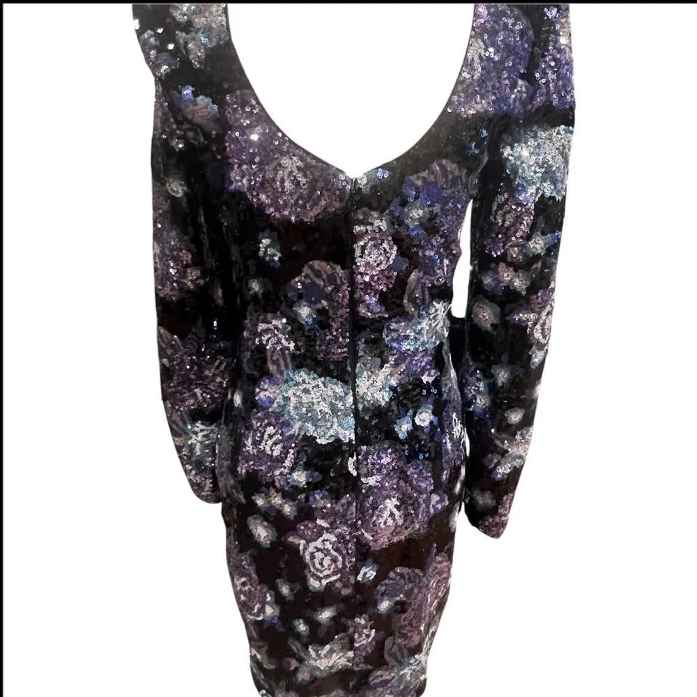 NWOT Dress the Population Nathalia Sequin Floral Long‎ Sleeve Mini Dress size xs - Image 11
