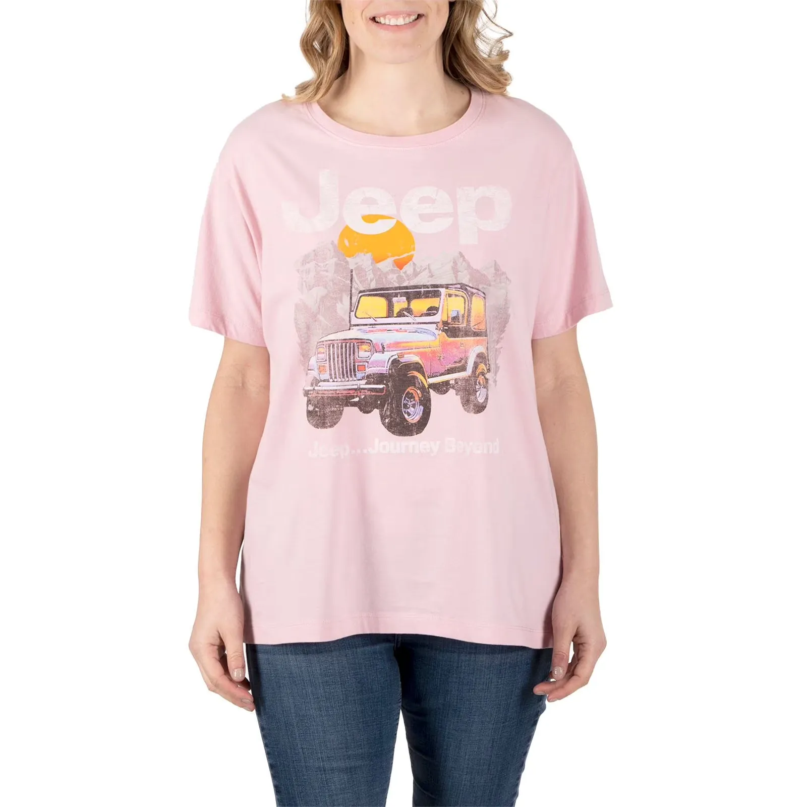 Women's Jeep Tee T-Shirt Pink Logo Size X-Large New! XL Journey Beyond S/S - Image 3