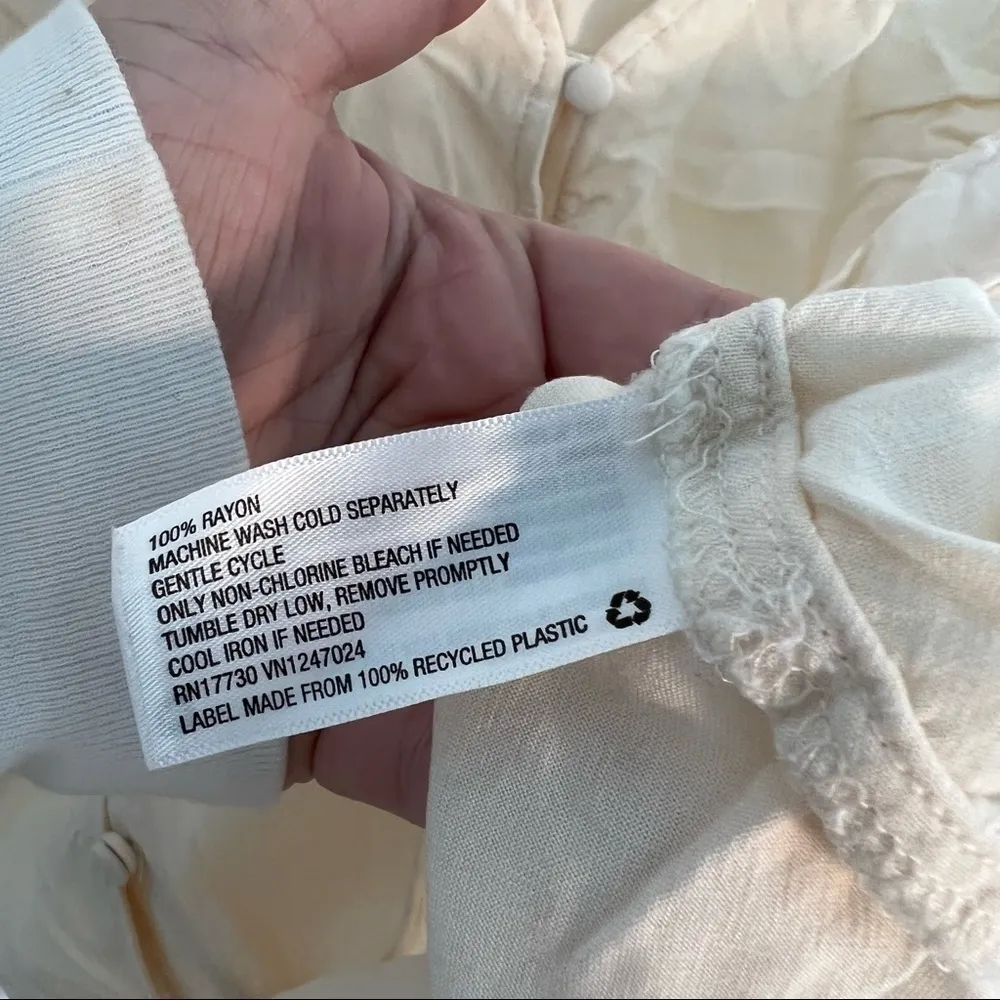 Universal Thread Double Ruffle Long Sleeve Deep V-Neck Top Cream - Image 12