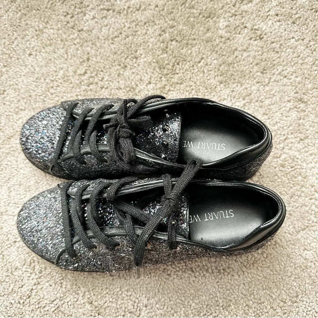 Stuart Weitzmann multi sequins on a black sneakers - Image 4