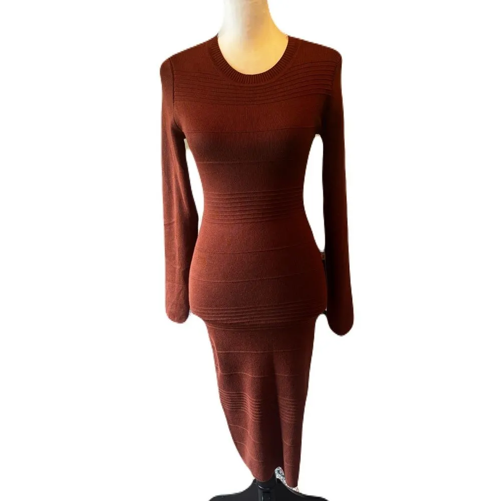NWT Madden Rich Brown Knit Dress | Size M - Image 2