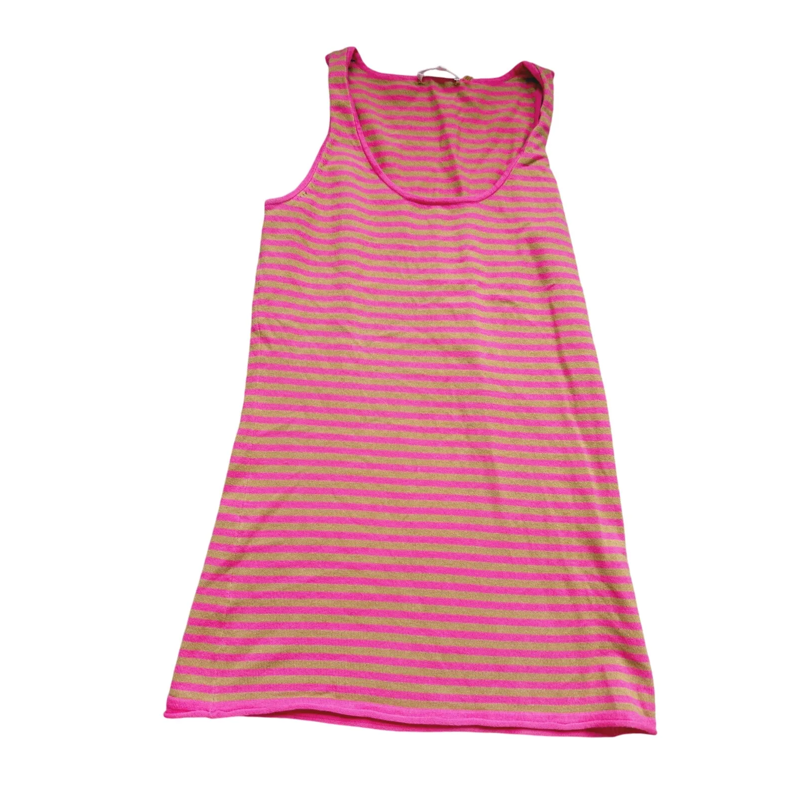 Minnie Rose Knit Scoop Neck Tank Top XS Pink Gold Stripe Y2K Retro Dopamine - Image 2