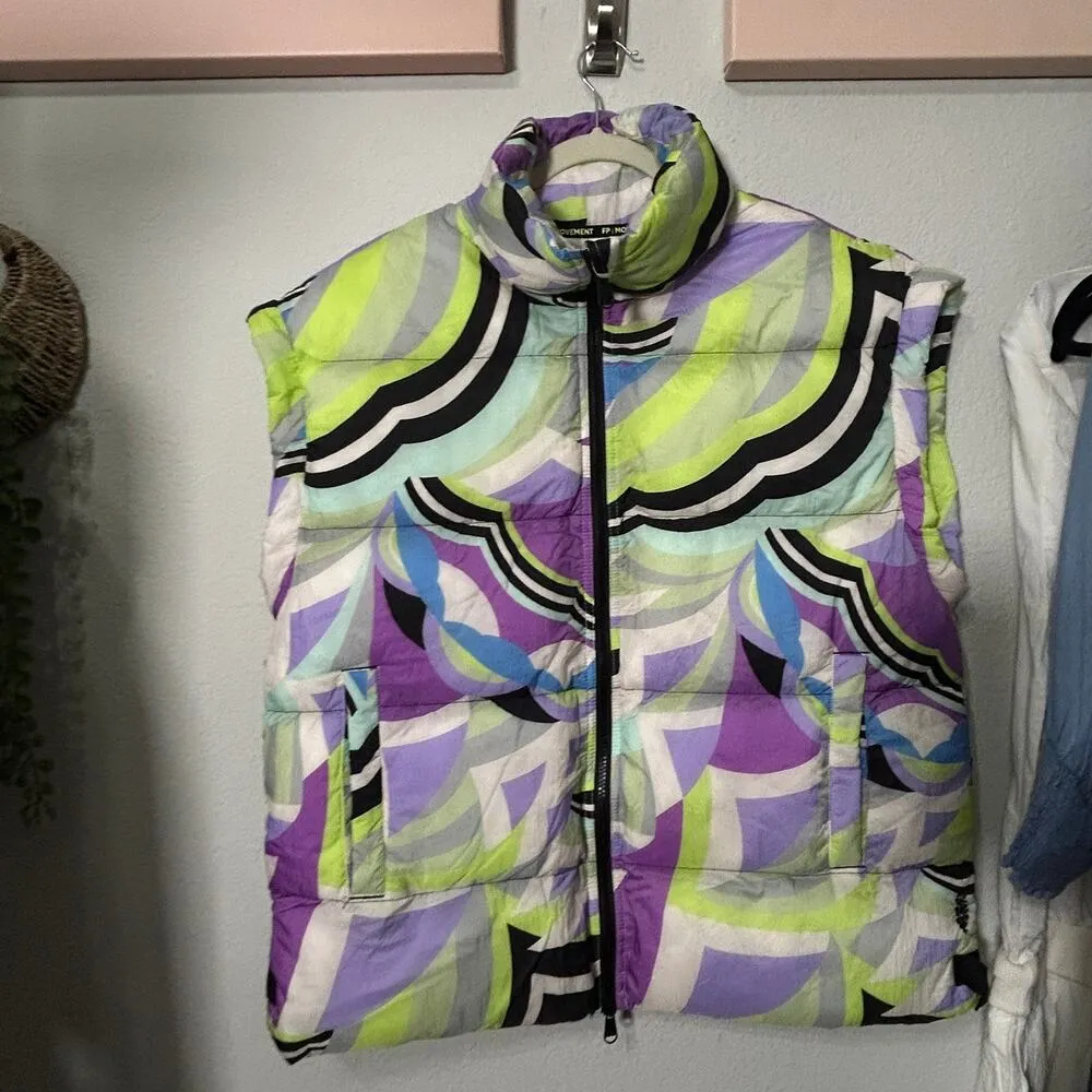 NEW New Free People In A Bubble Printed Puffer Neon Purple Vest Small Whimsical - Image 6