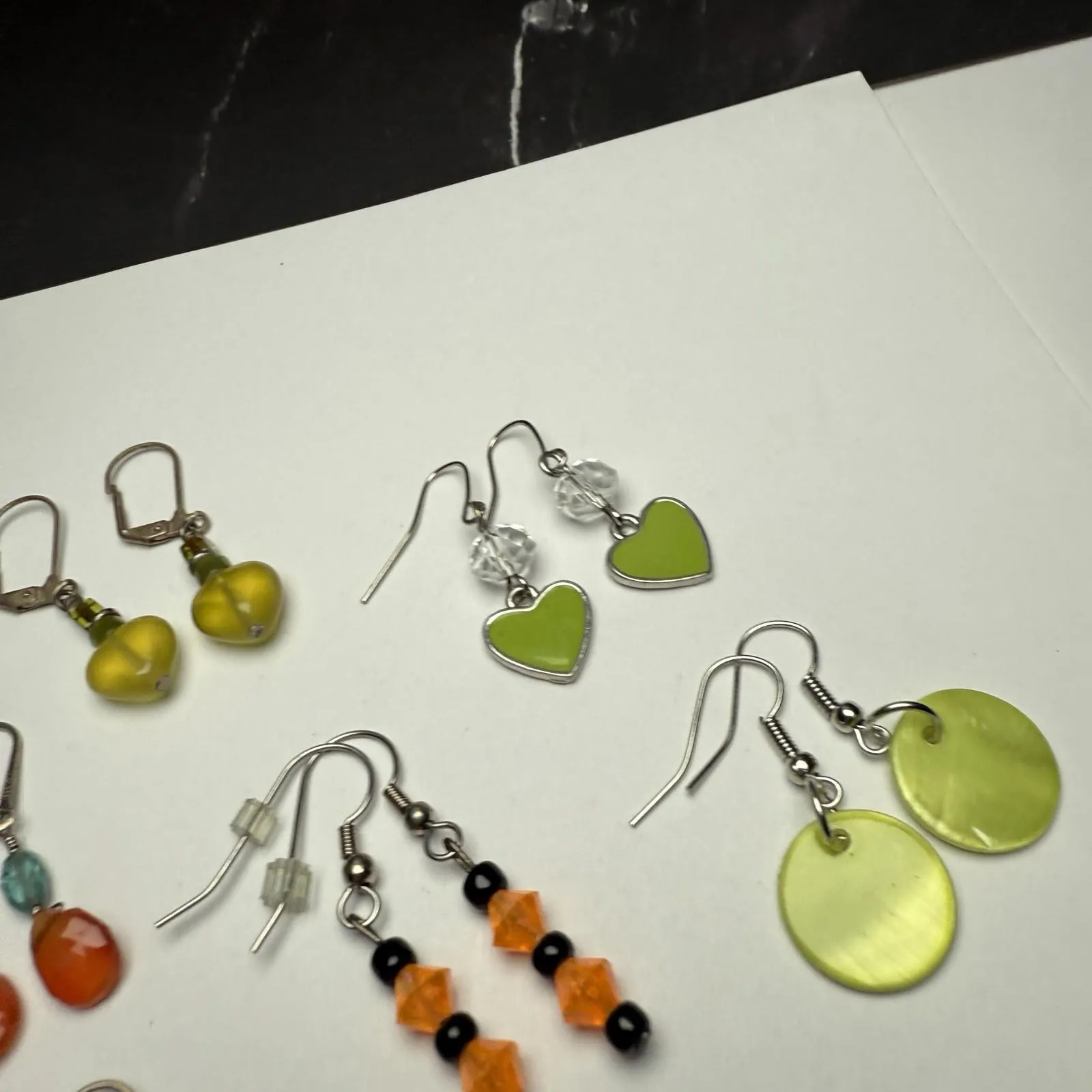 Bead Dangle Drop Pierced Earrings Lot Of 5 Beaded Green Orange Yellow Etc - Image 10