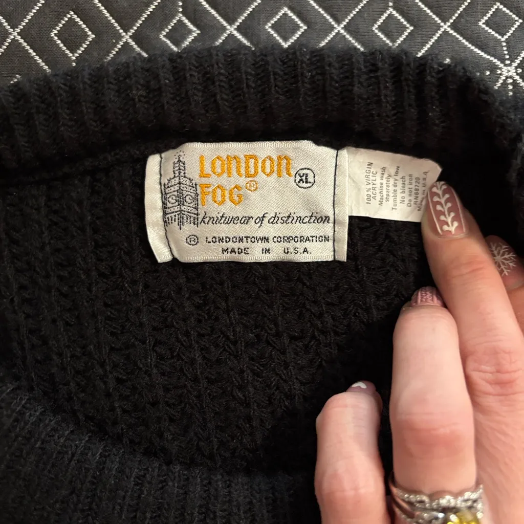 London Fog Women’s Black Ribbed Crewneck Sweater - Image 3