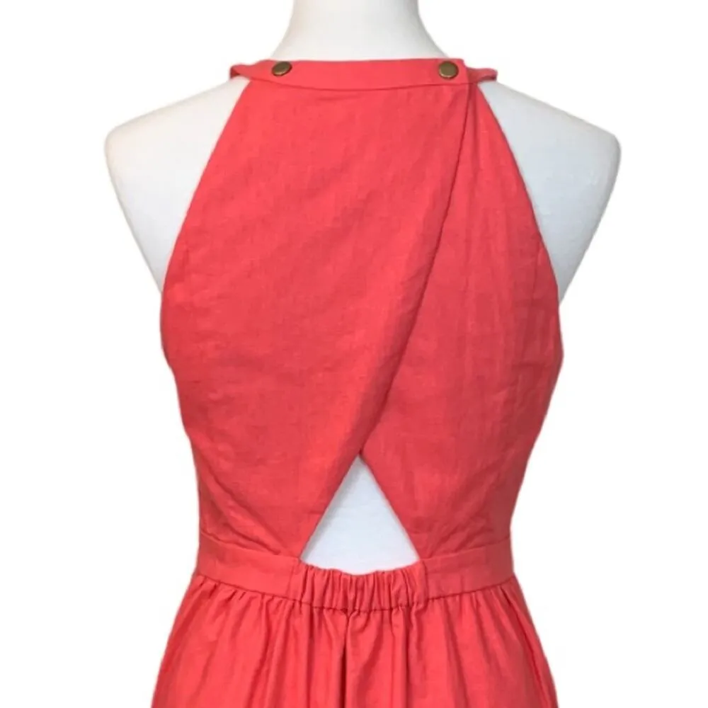 Market & Spruce NEW Halter Dress Linen Coral Linen Cotton Women's Size Medium - Image 9