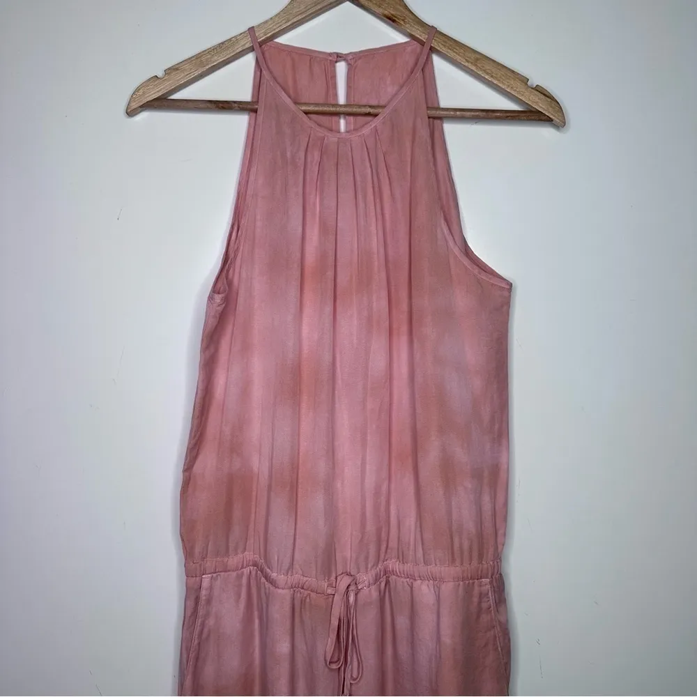 Cloth & Stone Anthropologie Day Tripper Peachy Pink Tie Dye Cropped Jumpsuit S - Image 9