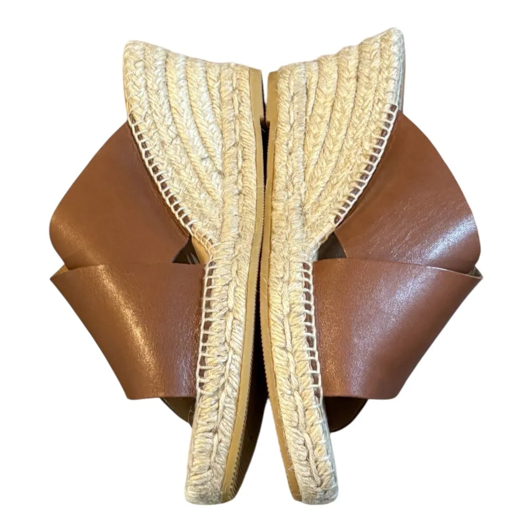 Kanna Leather Espadrille Wedge Sandals Brown Criss Cross Slides‎ Women Size 8 - Image 10