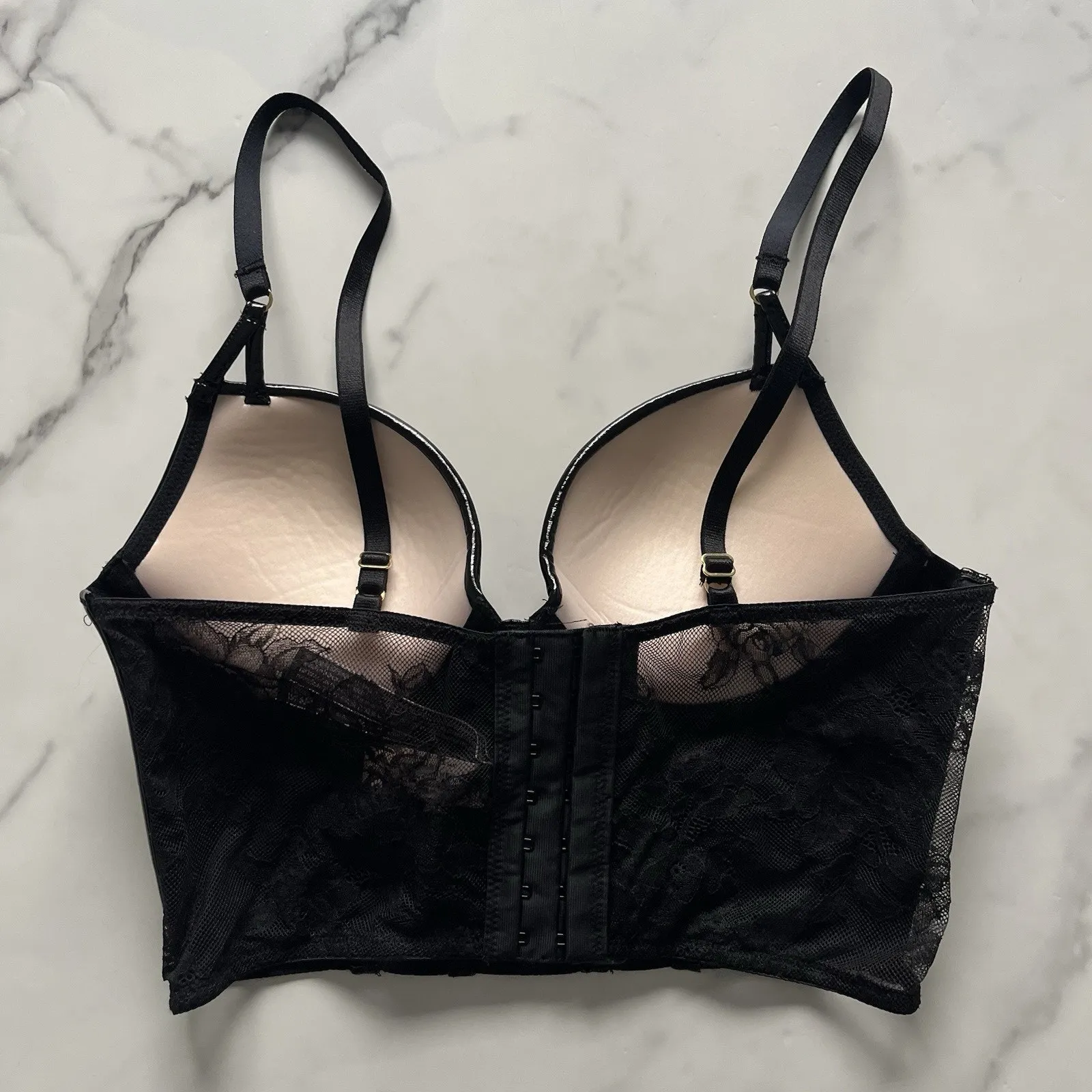 Victoria's Secret Very Sexy Midnight Affair Faux Patent Corset black bustier 34B - Image 4