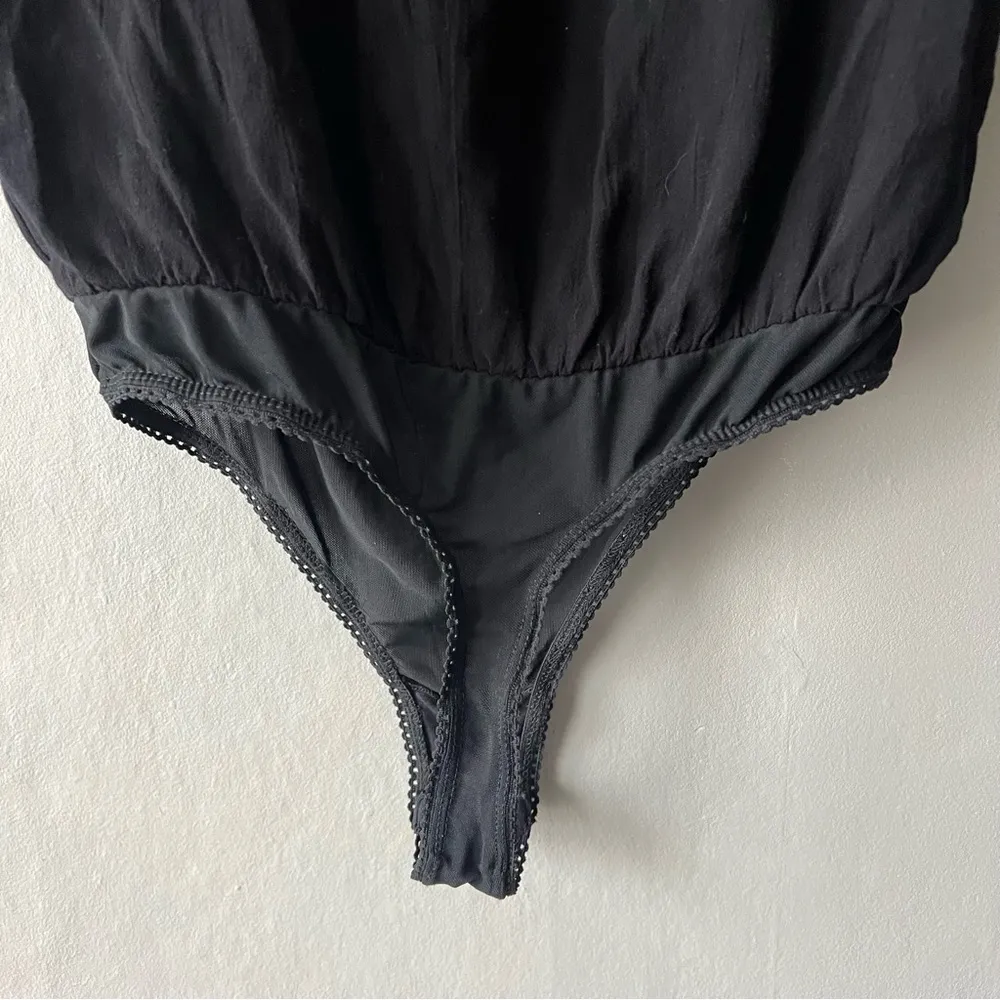 Free People Black Cleo Tie Front Flowy Bodysuit Size XS - Image 7