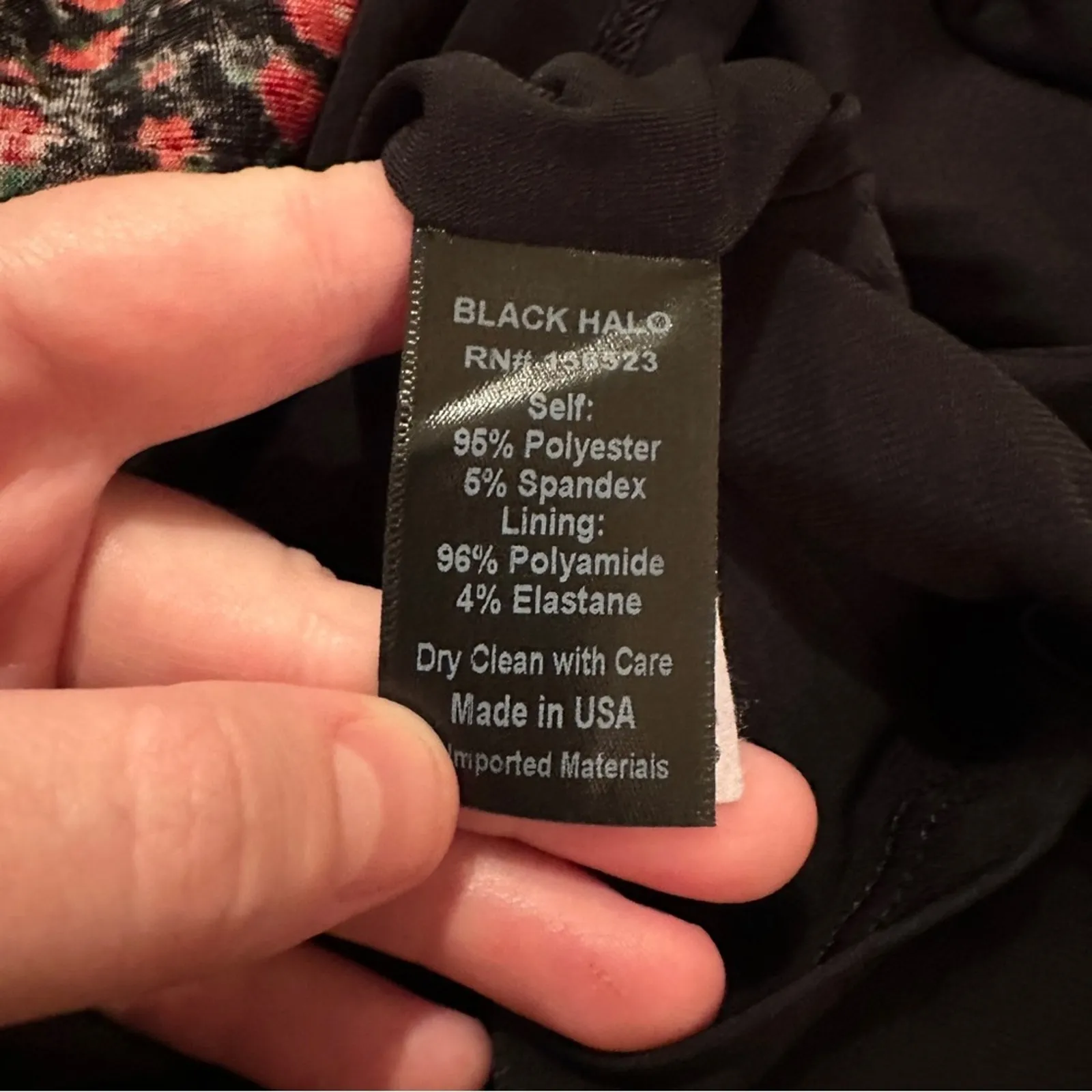 RTR Black Halo‎ Briar Long Sleeve Black & Red Rose Floral Print Mini Dress Sz 6 - Image 9