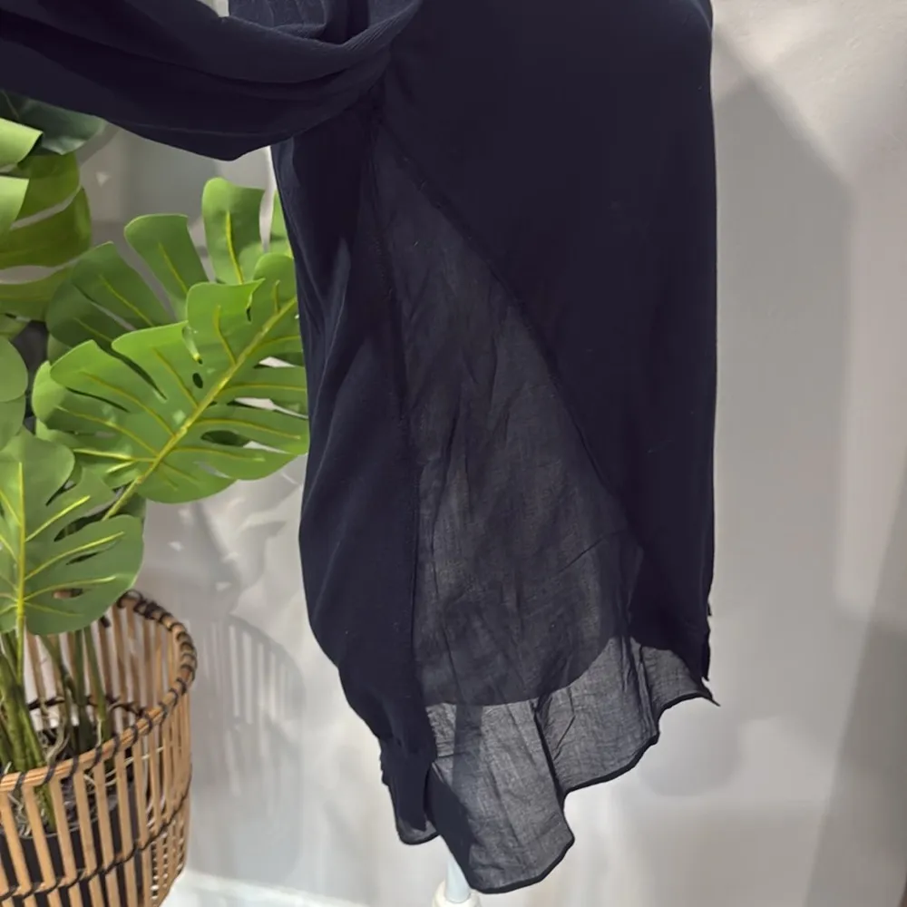 Lamerbto Losani made in Italy vneck mixed media lightweight cotton sweater top Blue - Image 6