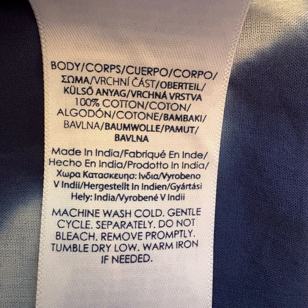 CHAPS Ralph Lauren Tie Dye Blouse Navy Button Up Long Sleeve Collared Size M - Image 5