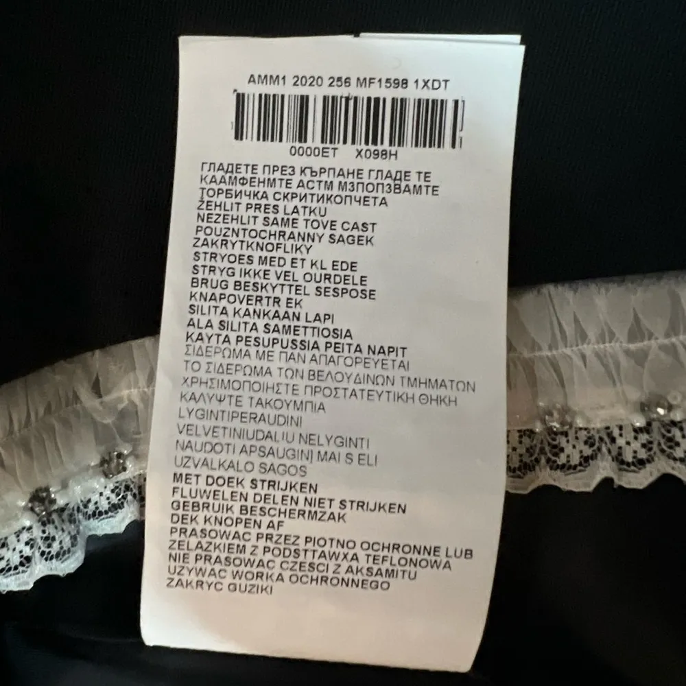 Miu Miu Black Mini Skirt with White Lace Trim and Rhinestone and Beading Small - Image 12