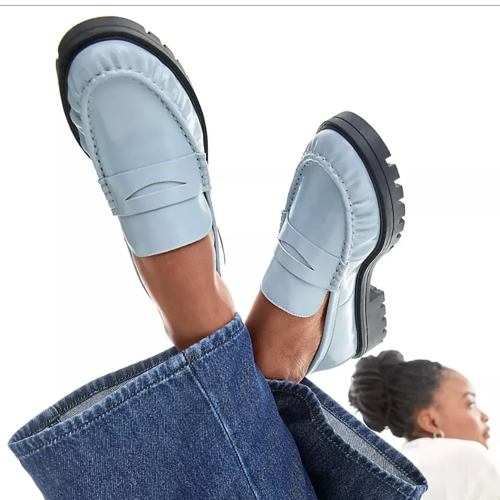 LOFT Lug Penny Loafer Powder Blue‎ Slip On Casual Business Office Career Work 7M - Image 2