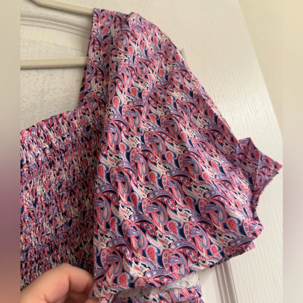 Simply Southern Pink Purple Paisley Shirred Smocked Blouse Top - size XL - Image 5