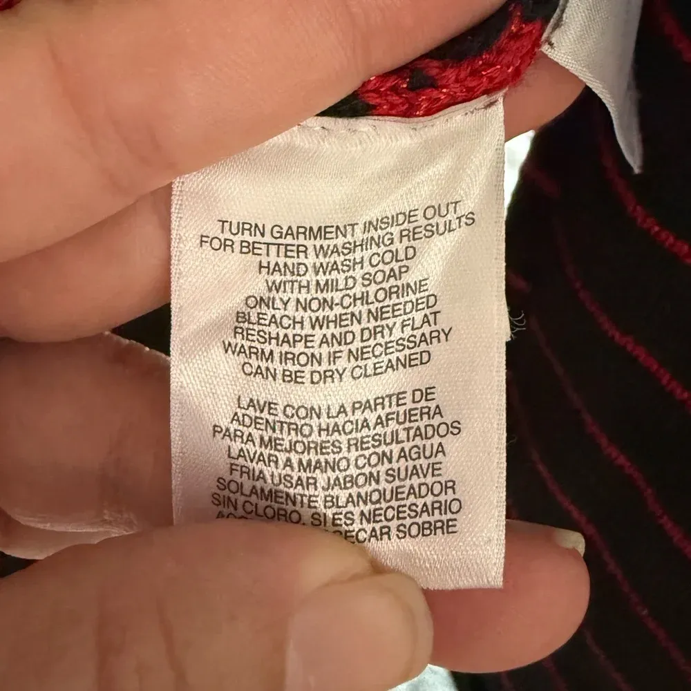 Jones of New York Black & Red Striped Cowl Neck Sweater Size PS - Image 7