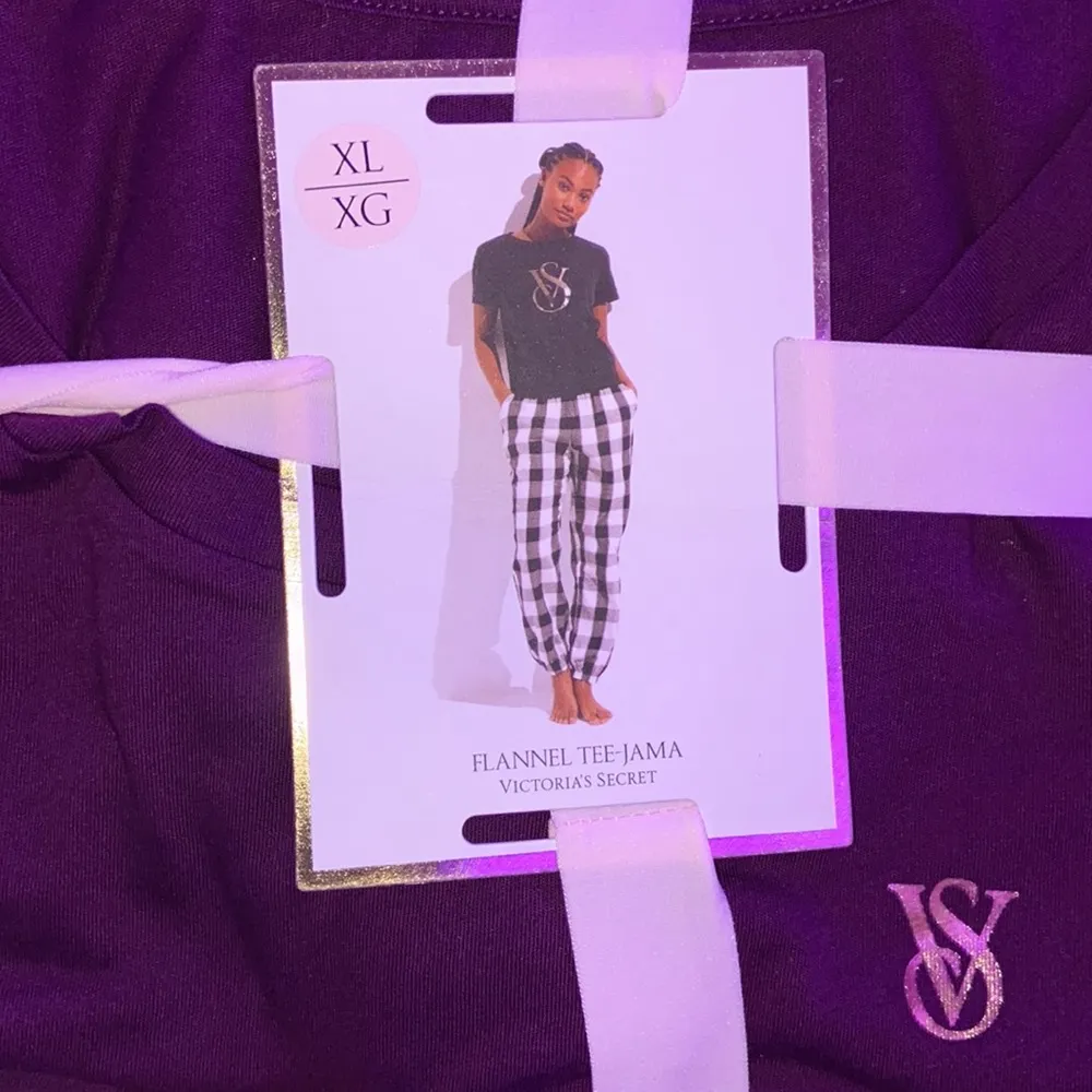 Victoria’s Secret Purple Plaid Flannel Tee-mama Set - Image 5